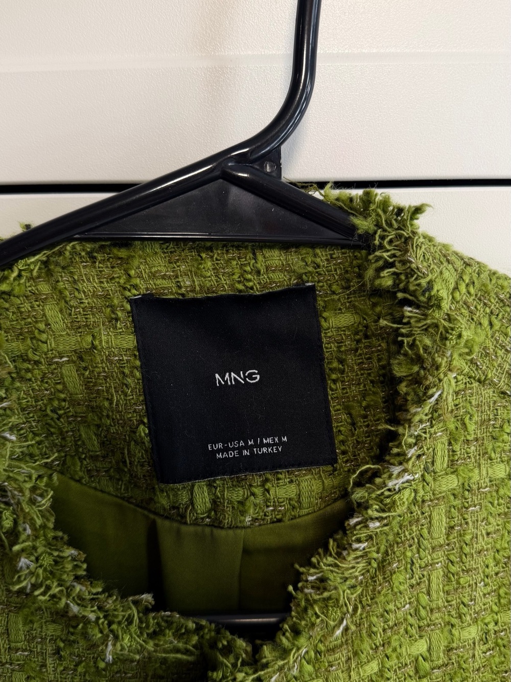 MANGO Olive Green Tweed Jacket Jewel Gold Buttons Size M - Picture 2 of 3